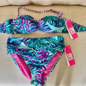 NWT Lilly Pulitzer Cheeah Bikini Top /sarong bottom Size 4
